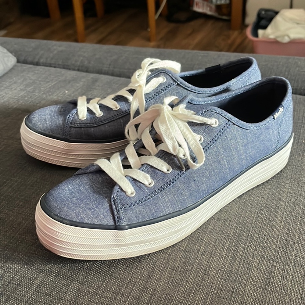 Keds Triple Kick Platform Sneakers Blue Chambray